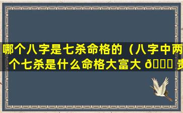 哪个八字是七杀命格的（八字中两个七杀是什么命格大富大 🐋 贵）